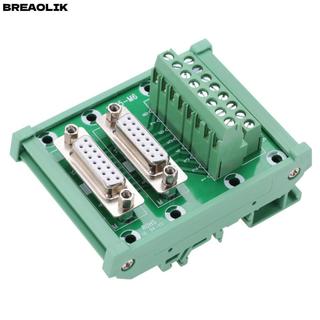 BREAOLIC DB15 DIN Rail, DB15-M6 คู่หญิงหัว DIN Rail Mount โมดูลอินเทอร์เฟซ, บอร์ดเชื่อมต่อ DIN Rail Mount Terminal Block อุปกรณ์สายไฟ