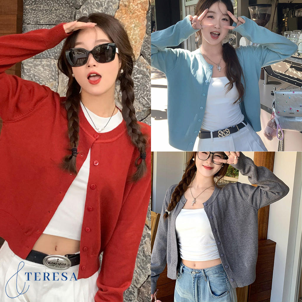 เสื้อคาร์ดิแกนผู้หญิง แบบคลาสสิก แขนยาว ใส่ได้ทุกฤดู