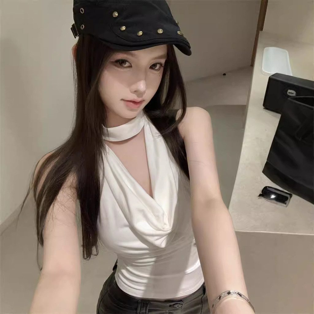 TT45 Sweet Sweet Sweet Sweet Girl เสื้อกล้ามสายเดี่ยวแขนกุดคอเชือกแขวนคอเกาหลี