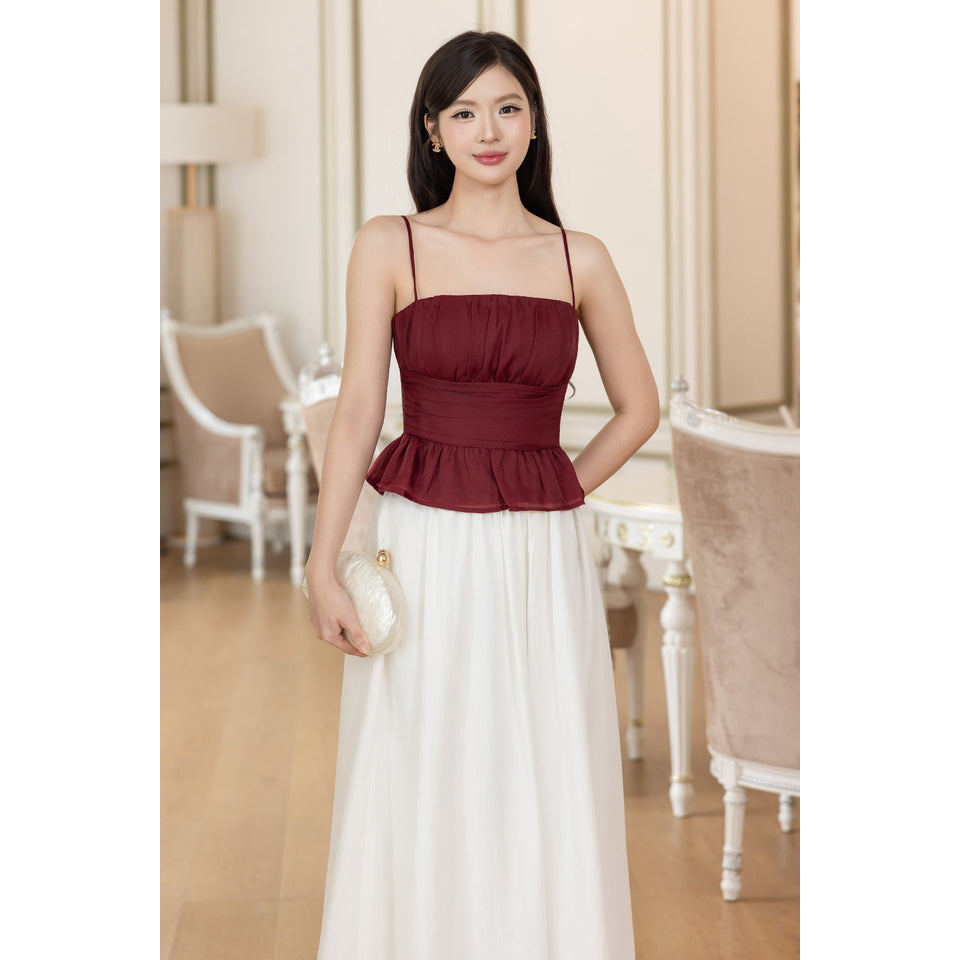 MIRAI PADDED RUCHED TOP ในไวน์