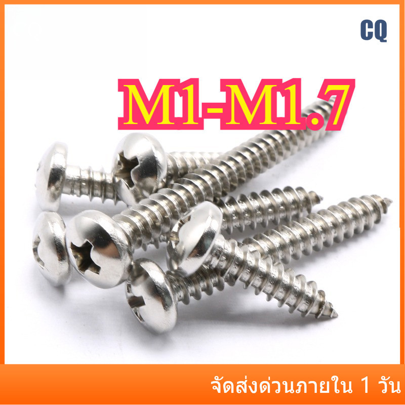 แพน สกรูเกลียวปล่อย  หัวแพน แฉก/สแตนเลส 304 น็อต สกรู หัวร่ม หัวกระทะ แฉก T+  เกลียวปล่อย M1/M1.2/M1.4/M1.7 CQ-MB-1 – โปรปัง
