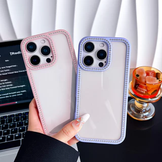 เคสโทรศัพท์ for iPhone 13 11 17 pro max Case iPhone 11 15 16 pro max 14 12 pro max 17 Air ขอบเพชรระยิบระยับ