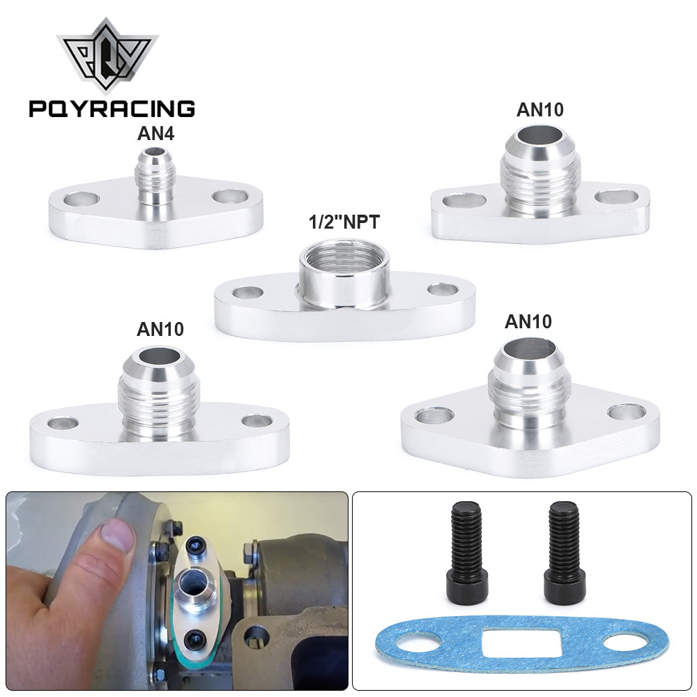PQ AN4/10 1/2 "NPT Turbo น้ำมัน Inlet/ท่อระบายน้ำ Outlet หน้าแปลน Adapter Kit W/ปะเก็นสำหรับ t3 T4 T