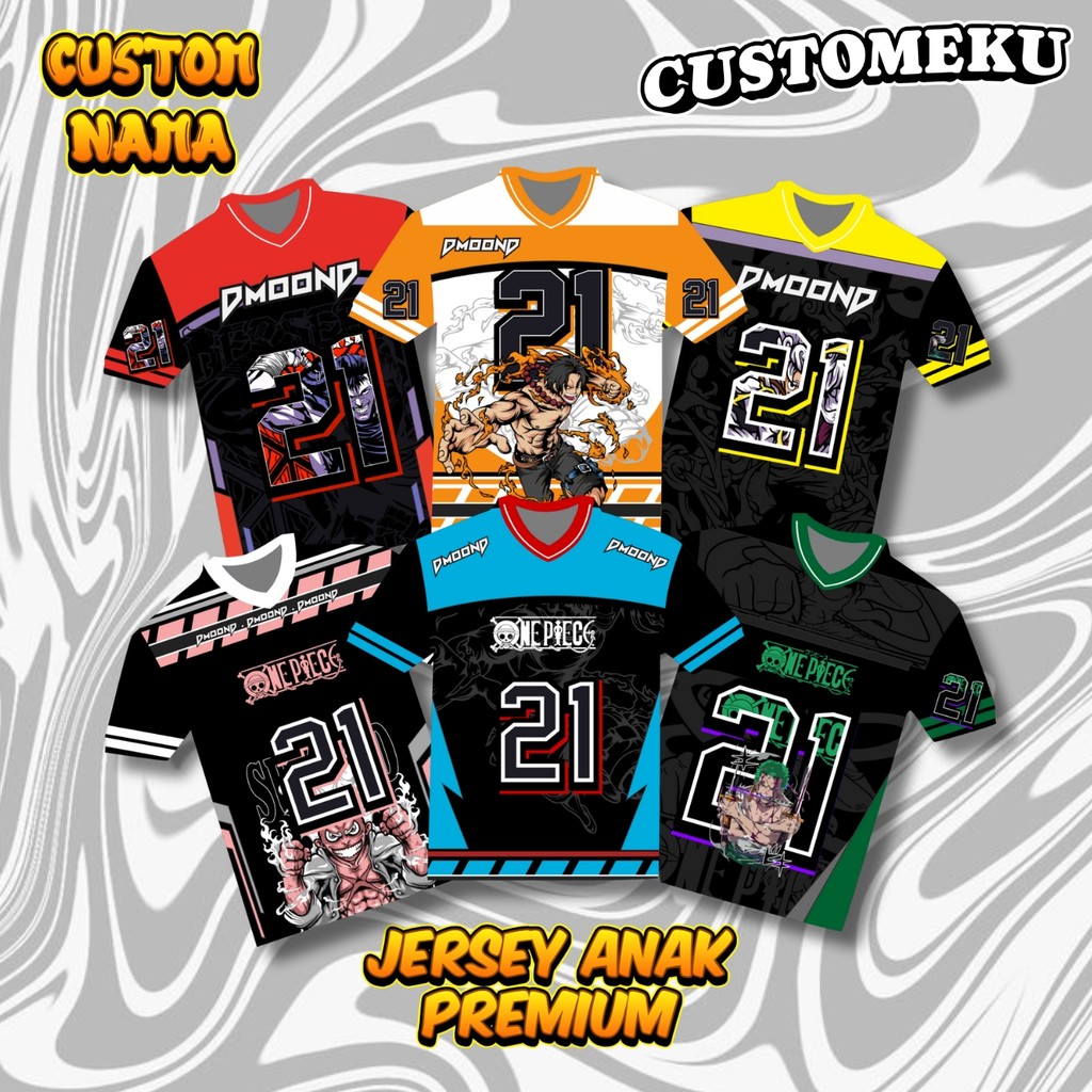 SHABI KIDS - ชุดหมายเลขคู่ Anime One Piece Unisex Jersey - Premium Over Size KIDS Adult Outdoor Jers