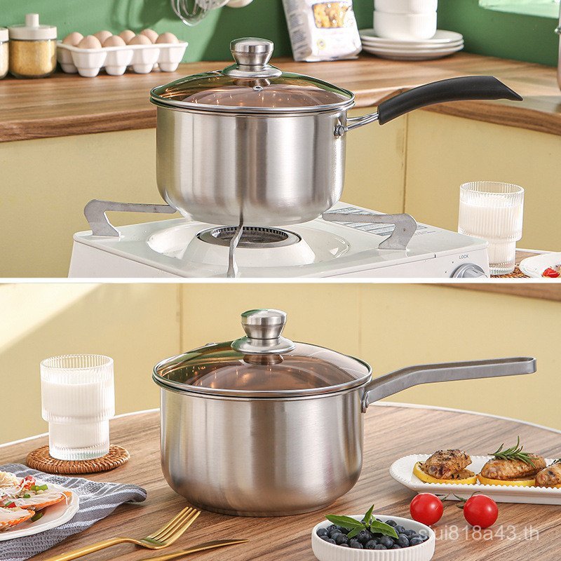 304 สแตนเลสหนาคอมโพสิต Non-Stick หม้อนมอาหารเด็กเสริมก๋วยเตี๋ยวนมร้อนหม้อต้มแก๊สเตาแม่เหล็กไฟฟ้า Uni