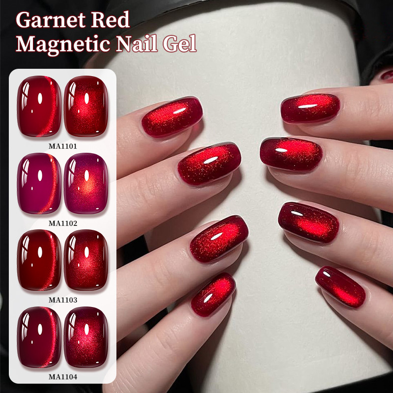 MEET ACROSS โกเมนสีแดงแม่เหล็กเล็บเจล Cat Eye Gel Polish Soak Off ยาทาเล็บที่มีสีสัน DIY เล็บ 7ml ราคา ถูกที่สุด ดีลบีเคเค แกลเลอรีภาพที่ 5