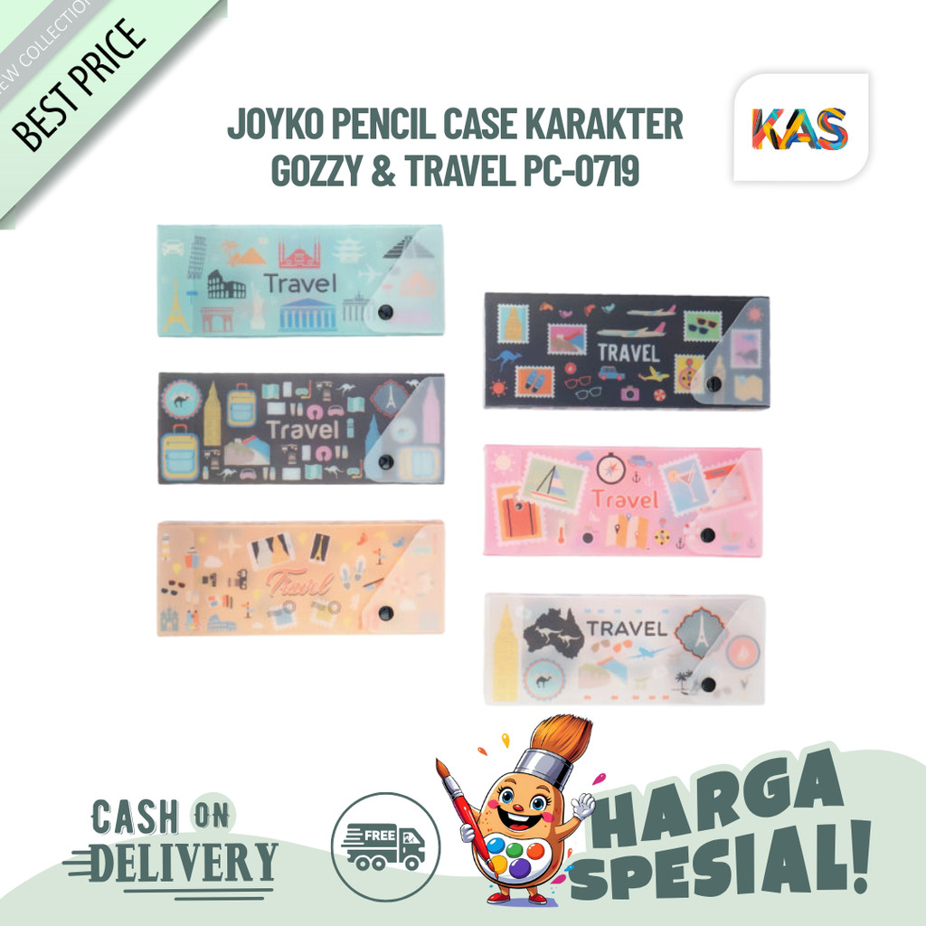 Joyko PC-0719GZ-34D Gozzy & PC-0719TV กล่องดินสอสําหรับเดินทางพร้อมวัสดุพลาสติกตัวละครน่ารัก (KAS)