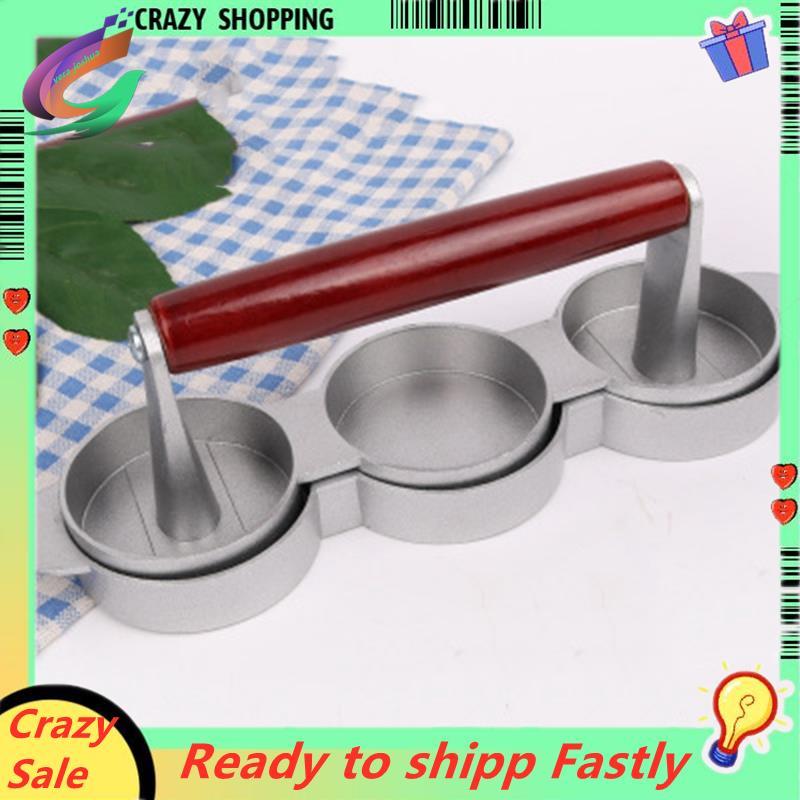 Mini แฮมเบอร์เกอร์กด Nonstick 3 ช่องเบอร์เกอร์ขนาดเล็ก Patties Triple Beef Burger Maker แม่พิมพ์เครื่องเนื้อครัว