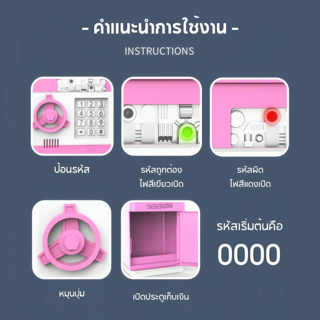 กระปุกออมสิน ATM ดูดแบงค์อัตโนมัต กระปุกออมสินตู้เซฟ ตู้เซฟ มีเสียงเพลง มีช่องหยอดเหรียญ กระปุกออมสิน ประหยัดเงิน thumbnail 6