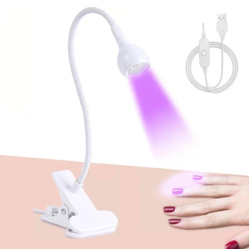 Nail Dryer Light UV Nail lamp 395nm Wavelength Clip-on Desk Mini USB For Gel Nails ongle Manicure Sa