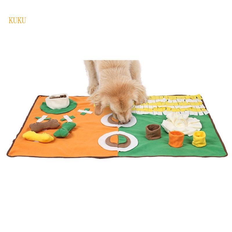 KU* สัตว์เลี้ยงสุนัข Snuffle Mat ให้อาหารช้าปริศนา Mat Puppy Indoor Entertainment Pad