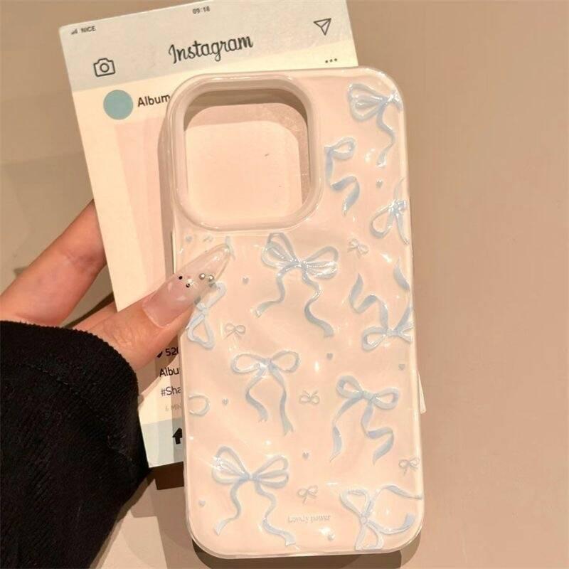 Meteorite Wave รูปแบบ INS สไตล์ Bowknot สําหรับ iphone 15 12 13 14 11 16 15PRO 13PRO 16PROMAX 13PROM