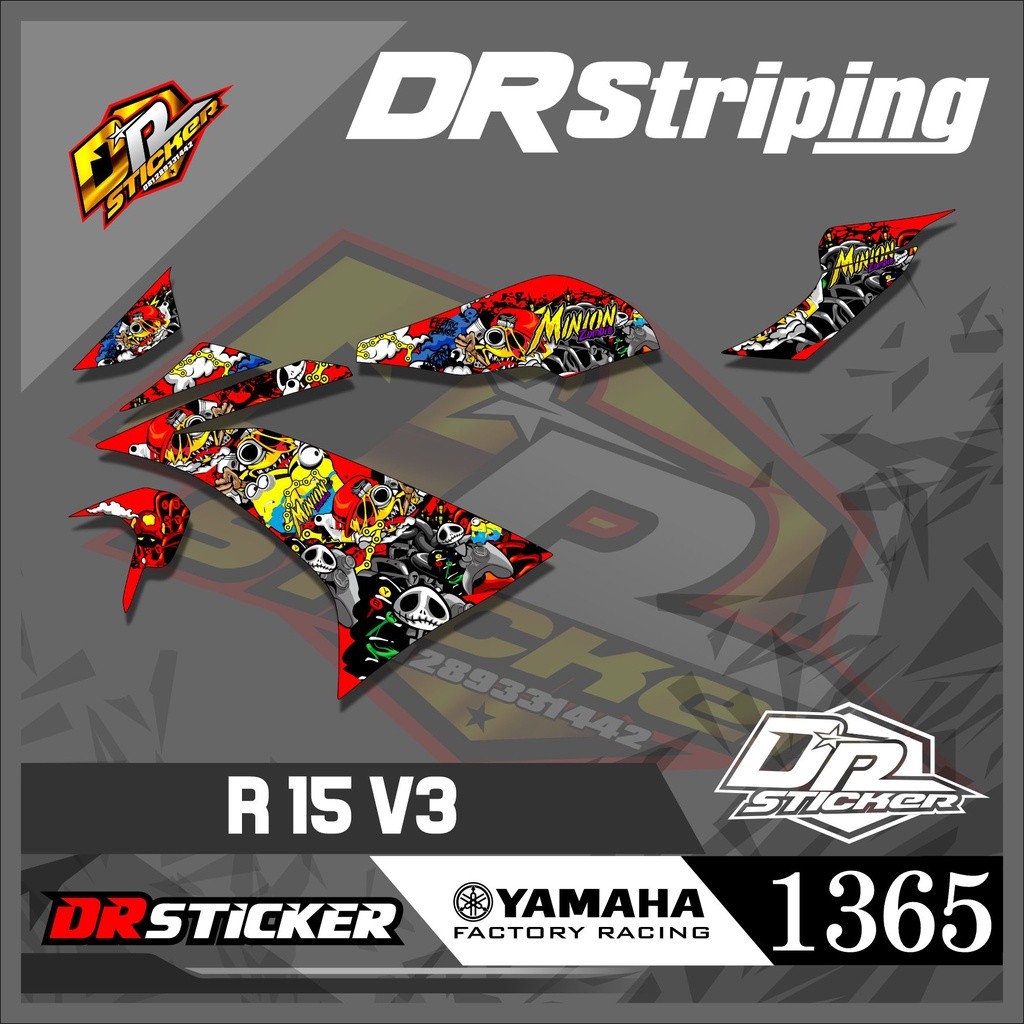 1365 สติกเกอร์แถบ R15 V3 MINIONS ZOMBIE RACING SEMI FULL