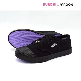 🌟ลูกค้าใหม่ 84 บาท💯Y-ROON รองเท้าผ้าใบนักเรียนชาย รุ่นY999 สีดำ ลายคุโรมิ Kuromi พื้นม่วง💜ลิขสิทธิ์แท้