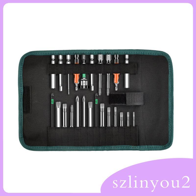 [szlinyou2] Compact Drill Bit Roll Up Bag Organizer ผ้าใบเครื่องมือกระเป๋าเก็บ Multi Slot สําหรับ DI