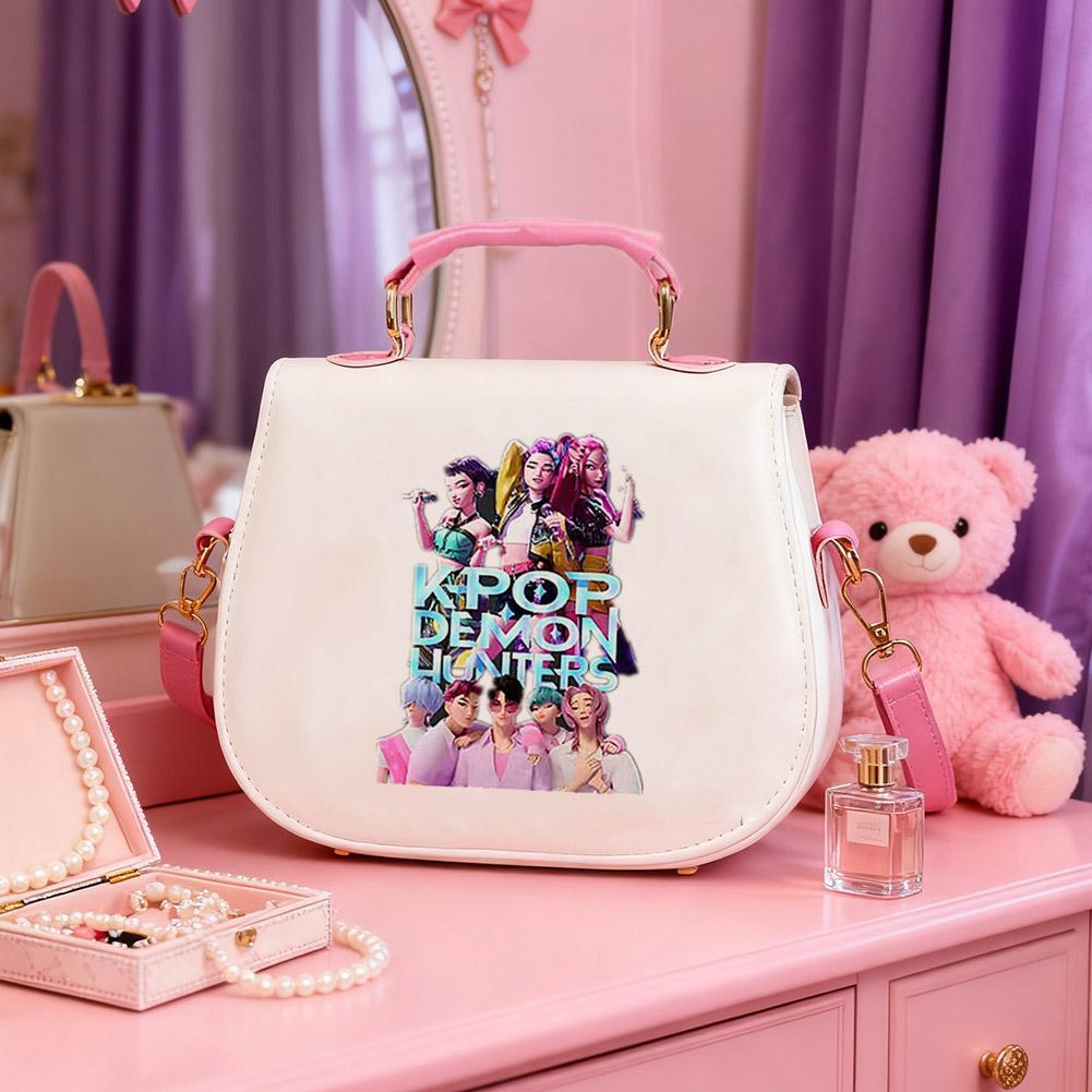 17 * 6.3 * 14.5 ซม.Kpop Demon Hunter Pu กระเป๋าถือเด็กพิมพ์ตัวอักษรแฟชั่น R1g0