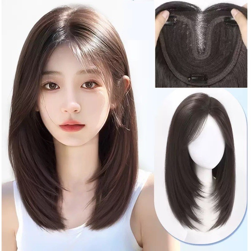 แผ่นรองจัดแต่งทรงผม ขนาด 15 x 16 เซนติเมตร สังเคราะห์ ทนความร้อน สีดำ/น้ำตาล มาพร้อมคลิปยึด 40 เซนติเมตร