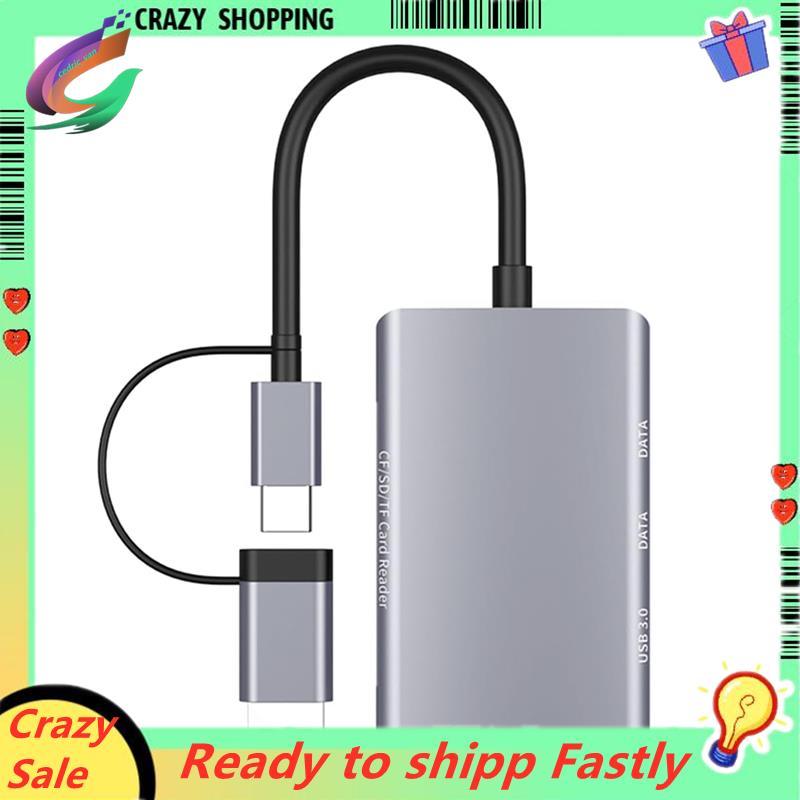 USB-C ถึง Hub USB 3.0 6-In-1 Multi Card Reader อะแดปเตอร์สําหรับ CF/SD/TF Card รองรับคอมพิวเตอร์/And
