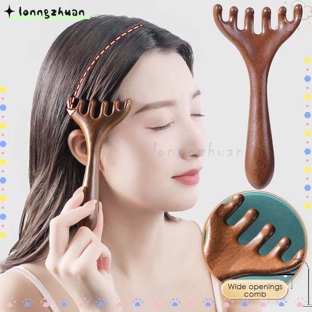 LONNGZHUAN หวีนวดศีรษะ Meridian หวีด้ามยาวมือถือฟันกว้างทนทานหกกรงเล็บนวดป้องกันไฟฟ้าสถิตย์ Gua Sha เครื่องมือสําหรับส่งเสริมการไหลเวียนโลหิต
