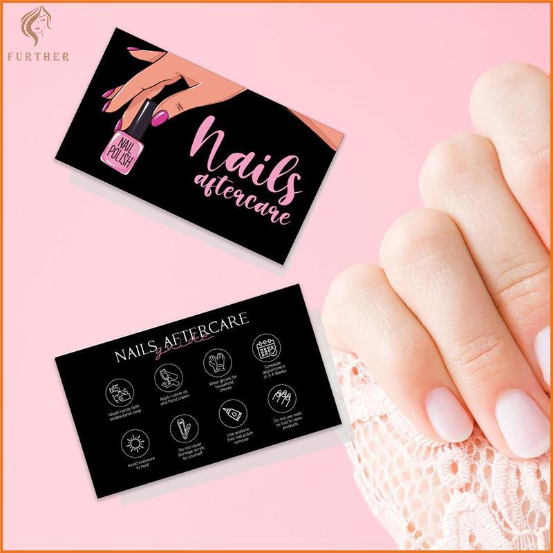 [FT] 50 ชิ้น Handmade Nail Art Aftercare Card กดบนเล็บนามบัตรเล็บส่วนลด Loyalty Card Nail Art กระดาษ