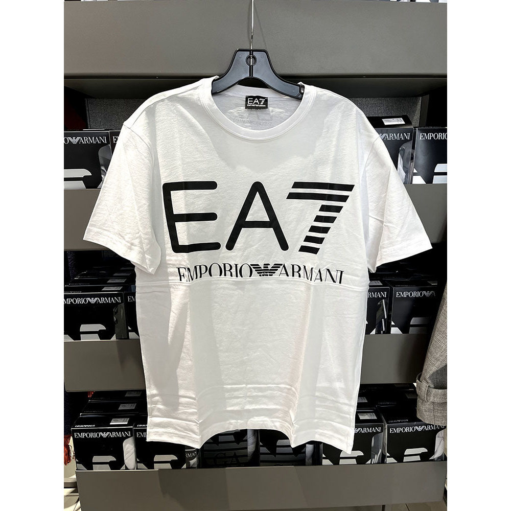 EA7 เสื้อยืดแขนสั้นผ้าฝ้ายแท้ คอลีนตัว สไตล์ใหม่ สำหรับผู้ชาย