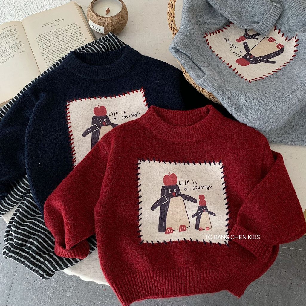 【Ready Stock】 Children's Sweater 2025 Winter New Korean Style Boys and Girls Thickened Jumper Baby W