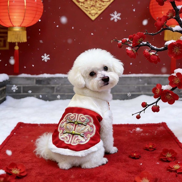 Pawsfun Pet New Year Plus Velvet Tang Suit Dog New Year Suit Vest Vest Vest