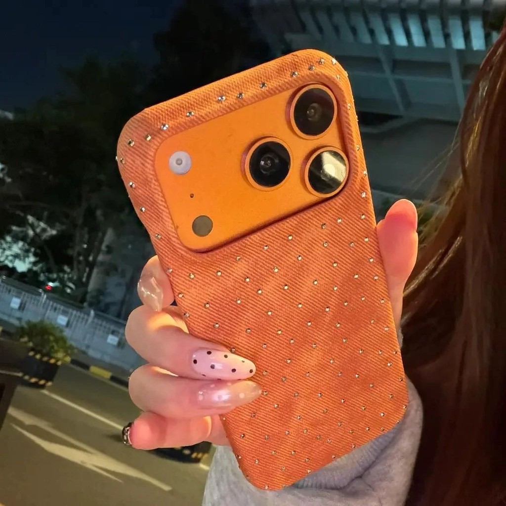 หรูหราเต็มหน้าจอเพชรยีนส์พิมพ์เคสโทรศัพท์สําหรับiPhone17 Pro Max 16 15 14 Pro Maxกันกระแทกป้องกันกล้องDrop-proof Hardปกหลัง