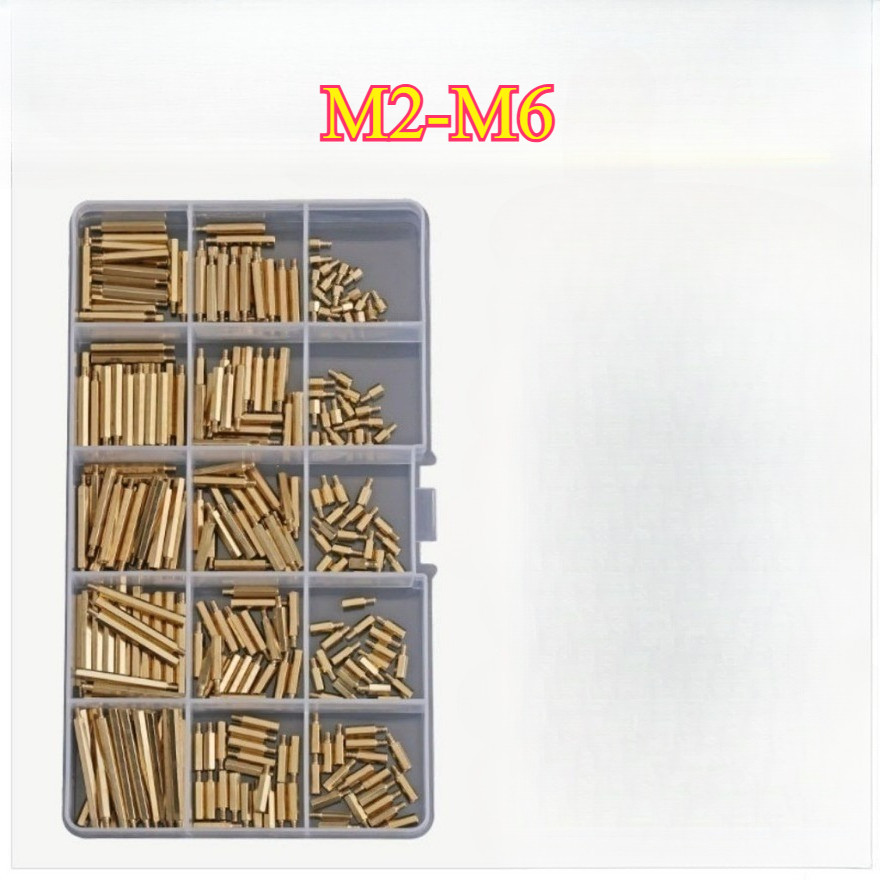 หกเหลี่ยมแยกคอลัมน์ทองแดงคอลัมน์คู่ผ่านคอลัมน์ DIY ชุด M2-M6Lg-Mi