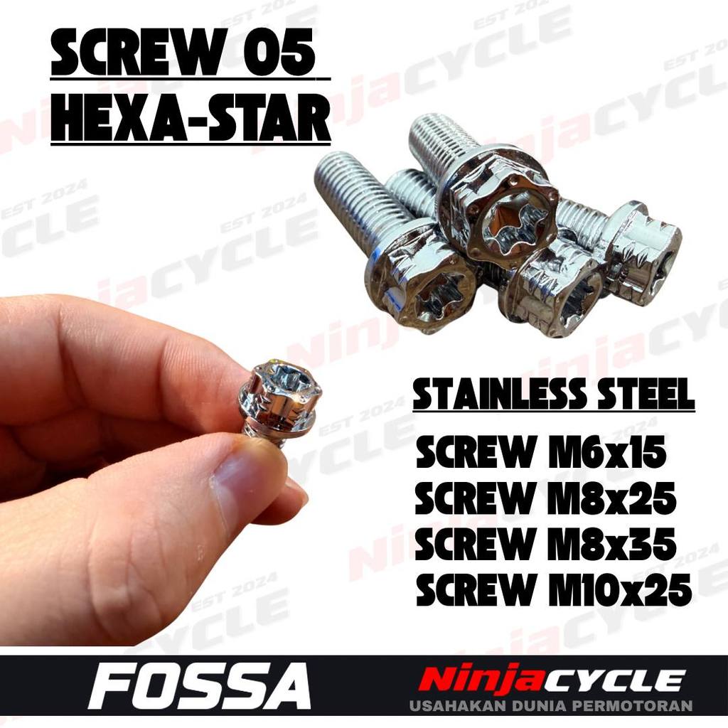 สกรูฟอสซ่า 05 Hexa-star สแตนเลส m615 m825 m835 m1025 m1060