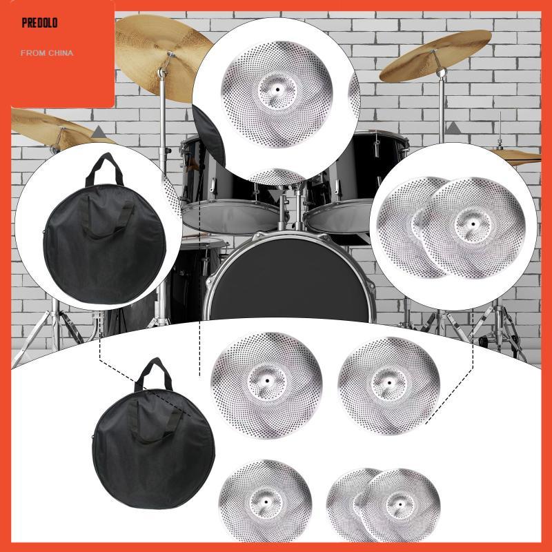 [Predolo] 5 ชิ้น Low Volume Cymbals Pack พร้อมถุงเก็บ Silent Sound Absorbing สําหรับกลอง Mute Cymbal