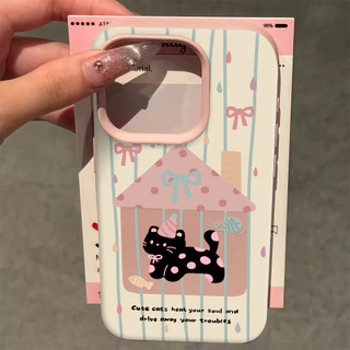แมวโบว์ผีเสื้อ Silicone TPU เคสไอโฟน For iPhone 11 17 16 15 12 13 14 15 Pro Max 13 14 12 XR X XS Max 7 8 Plus เคสมือถือ