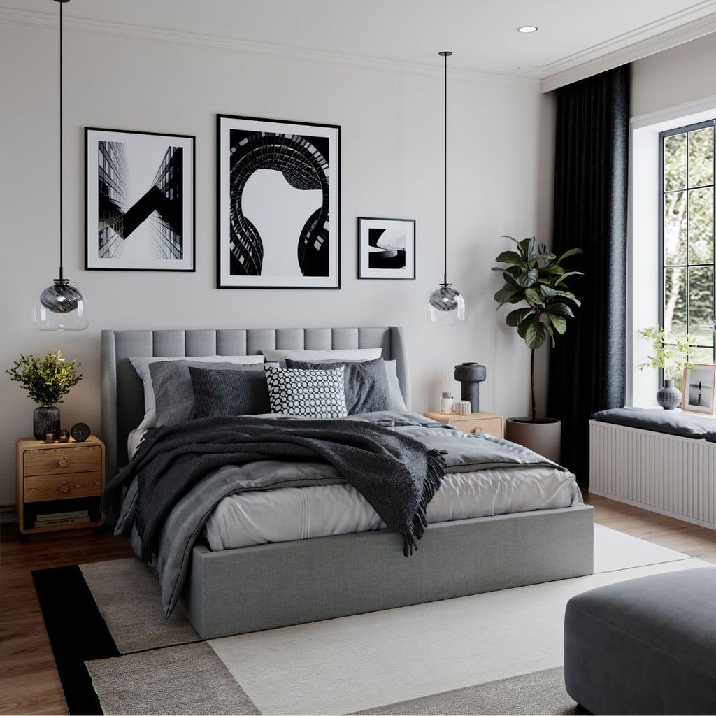 SB Design Square เตียง 6 ฟุต รุ่น GINKA สีเทา (202x219x114 ซม.)  แบรนด์ SB FURNITURE