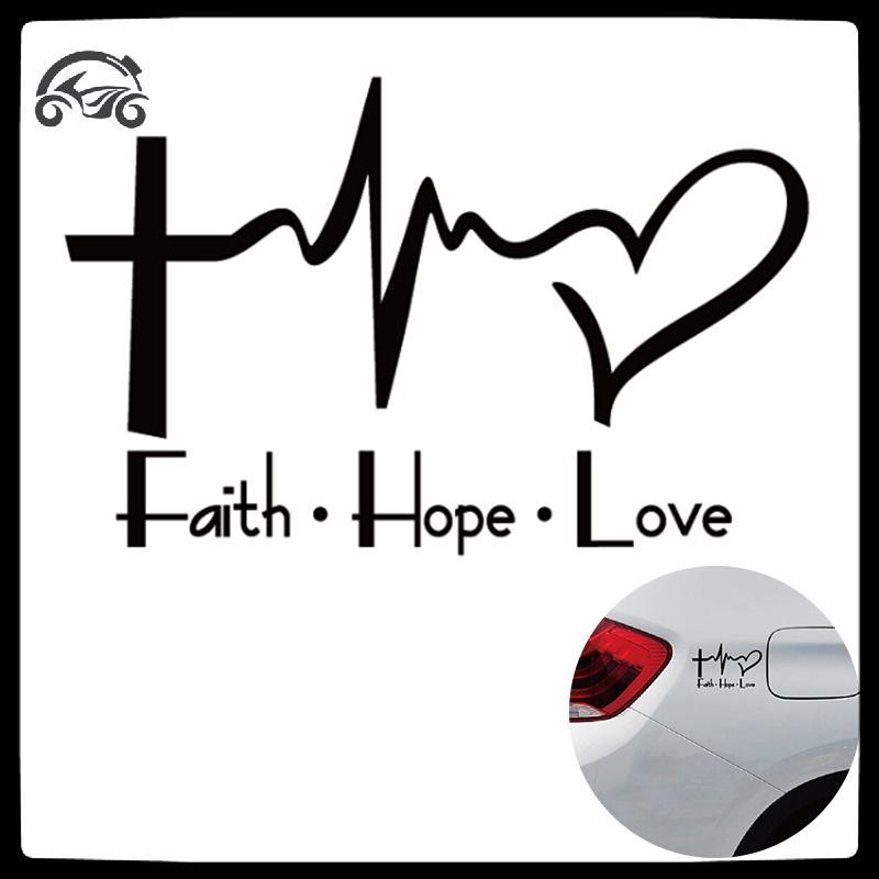 [8C11] Faith Hope Love รถไวนิล Stier การ์ตูนพระเยซูคริสเตียน Religiou Bible Symbol [8C]
