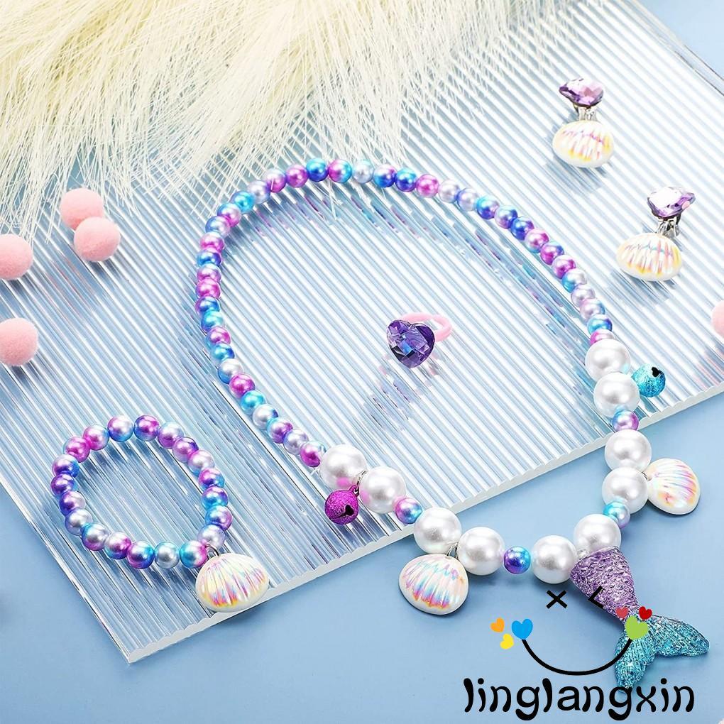 ชุดเครื่องประดับนางเงือกและเจ้าหญิงสำหรับเด็กสาว สีสันสดใส เหมาะสำหรับคอสเพลย์ในอควาเรียม
