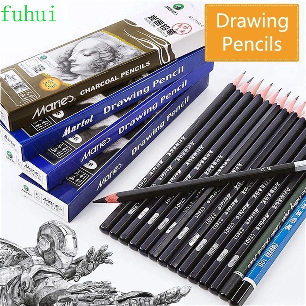 FUHUI 12 ชิ้นดินสอดินสอสีดํา 3B 4B 5B 6B Professional 12 ชิ้น/กล่อง Hard Charcoal 12B 14B 2B ดินสอ