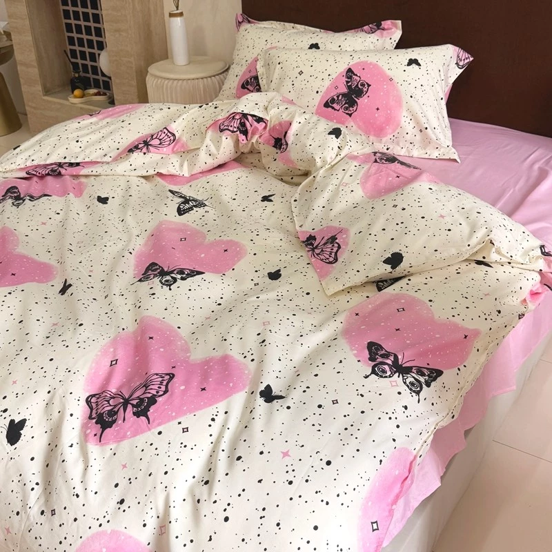 ชุดผ้าปูที่นอนลายหัวใจและผีเสื้อ พร้อมปลอกผ้านวมและปลอกหมอน 3.5/5/6 ฟุต thumbnail 9