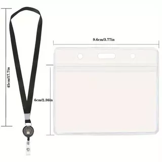 ซองใส่บัตร PVC สีดำ สายแขวนคอ คลิปสปริงยืดหด ได้
