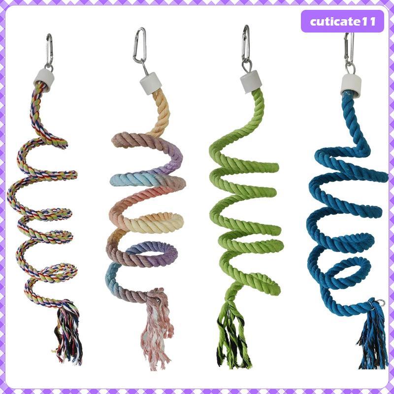 [Cuticate1] Bird Spiral Rope Perch Cotton Elastic Multifunctional 59.-6inch Pet Supplies Bird