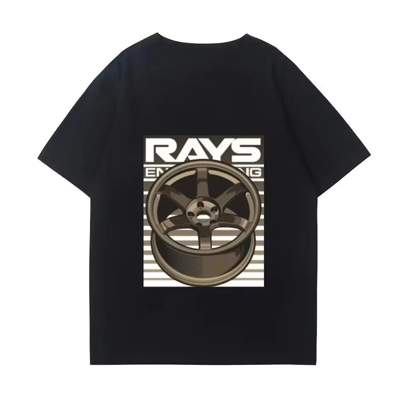 ล้อแม็ก RAYS ญี่ปุ่น TE37 ดุมล้อ รถดัดแปลง เสื้อยืดแขนสั้นผู้ชายและผู้หญิง ผ้าฝ้าย เสื้อยืดอเนกประสง