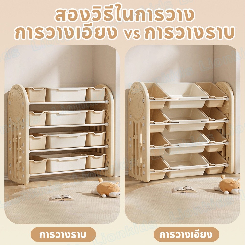⭐️LionKids⭐ชั้นวางของเด็ก กล่องเก็บของเล่นเด็ก ที่เก็บของจุของเล่นได้เยอะ ติดตั้งง่าย ชั้นวางของเล่น ราคา ถูกที่สุด ดีลบีเคเค แกลเลอรีภาพที่ 4