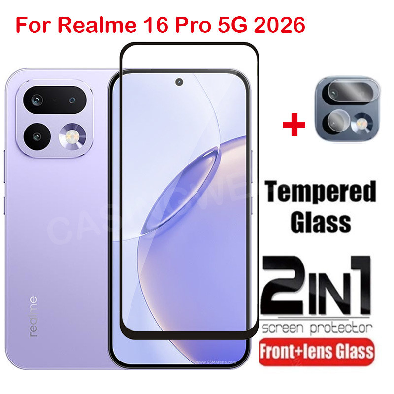 ป้องกันหน้าจอสําหรับRealme 16 Pro 16T Pro 5G 4G 2026 คลุมทั้งหมดกระจกนิรภัยใสHDป้องกันฟิล์มรอยขีดข่วน