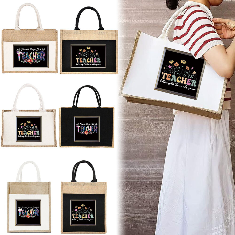 Teacher Tote Bag พิเศษสําหรับครูกระเป๋าเดินทางความจุขนาดใหญ่ที่จําเป็นสําหรับคลาสผ้าลินิน Tote Bag L