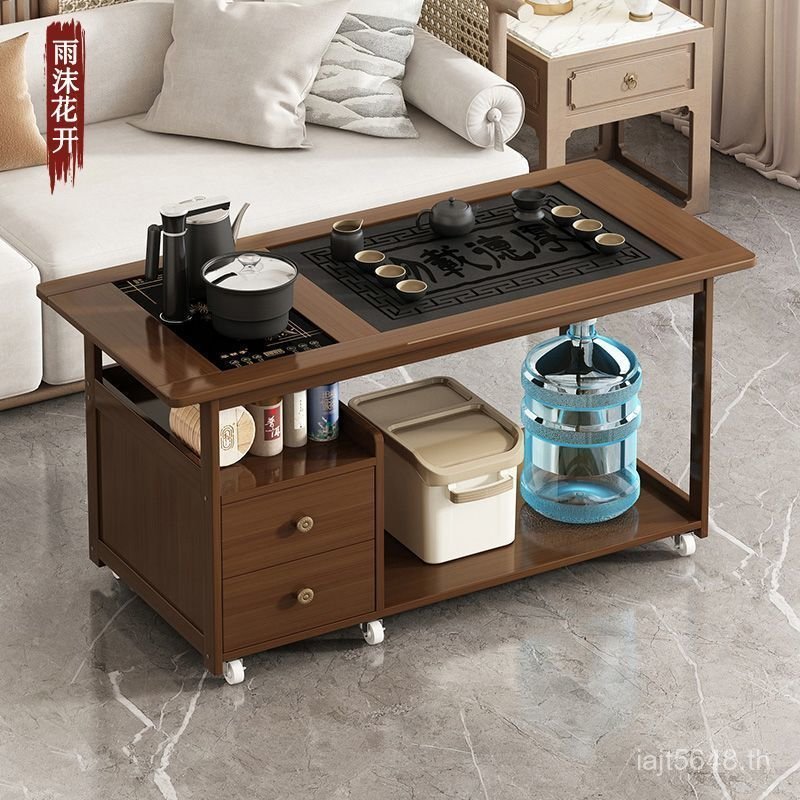 รถชา2025โต๊ะกาแฟสไตล์จีนห้องนั่งเล่นโต๊ะน้ําชามือถือบ้านรูปแบบใหม่ตารางใช้โต๊ะกาแฟตู้บาร์ชาขนาดเล็กห