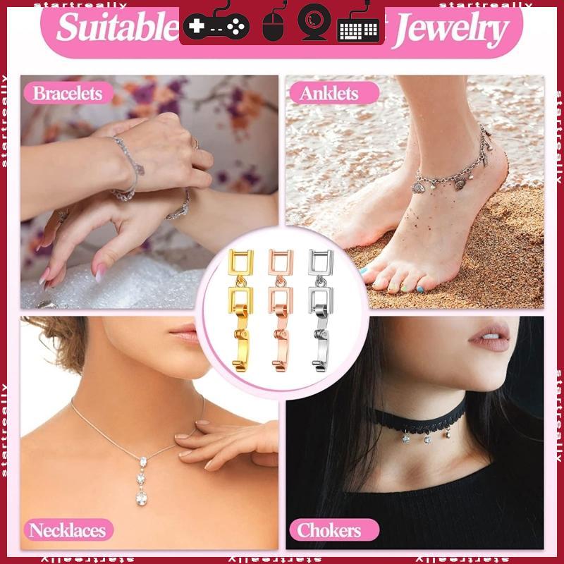 ST 5 ชิ้น อุปกรณ์ขยายเครื่องประดับสำหรับสร้อยคอมือ พร้อมกะบังเปิด-ปิดแบบยืดหยุ่น