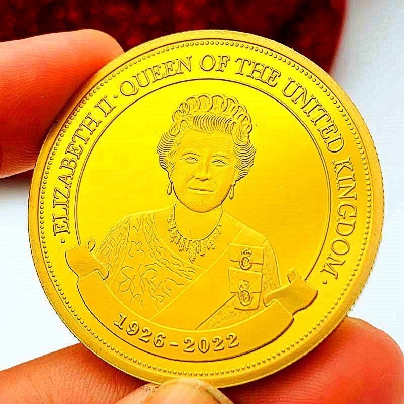 Queen Elizabeth Second Crown Gold-Plated Medal Play Gift Gold Coin เหรียญที่ระลึก Queen Elizabeth Se