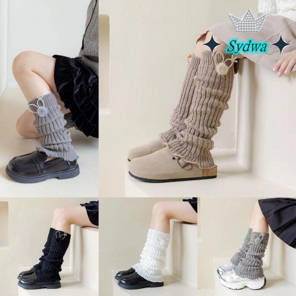 ซิดวา ขาอุ่นถุงเท้า,น่ารักกระต่ายหูตุ๊กตาบอลอบอุ่นขาปก,หวานถักผ้าฝ้ายนุ่ม รัฟเฟิล เด็กกองถุงเท้าเด็ก