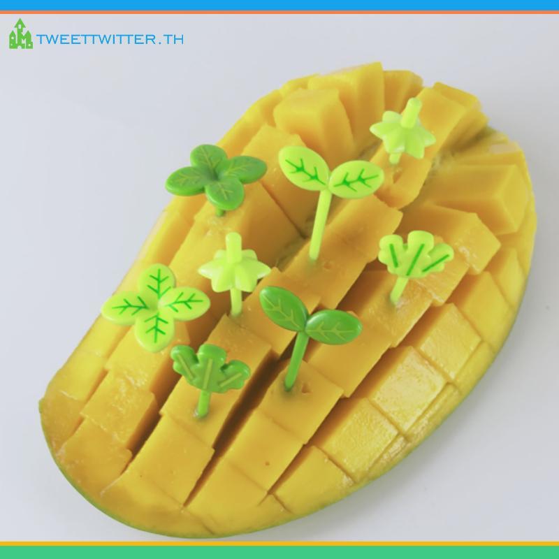 Tweet 8 ชิ้นผลไม้ Vork Tandenstoker Bladeren Salade Tiny Vork Mini เค้ก Picks สําหรับเด็ก TH