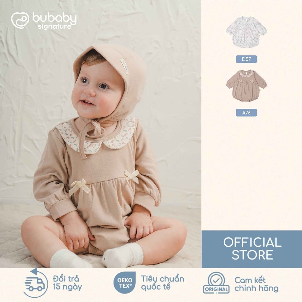 บูเบบี้ บูเบบี้ บูเบบี้ | (1M-12M) ชุดบอดี้สูทคอปก Peterpan แขนยาวเด็กผู้หญิงน้ําหนักเบาฤดูใบไม้ร่วง