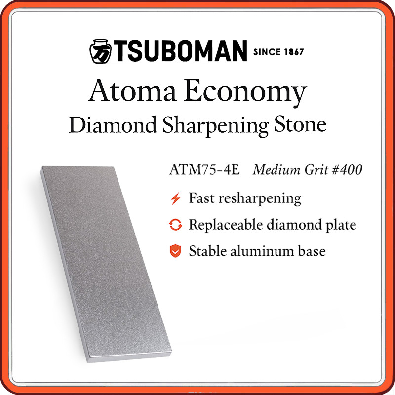 Tsuboman Atoma Economy Diamond Sharpening Stone ATM75 Series – Replaceable Plate Knife & Tool Sharpener #400 Medium Grit Options, Made in Japan